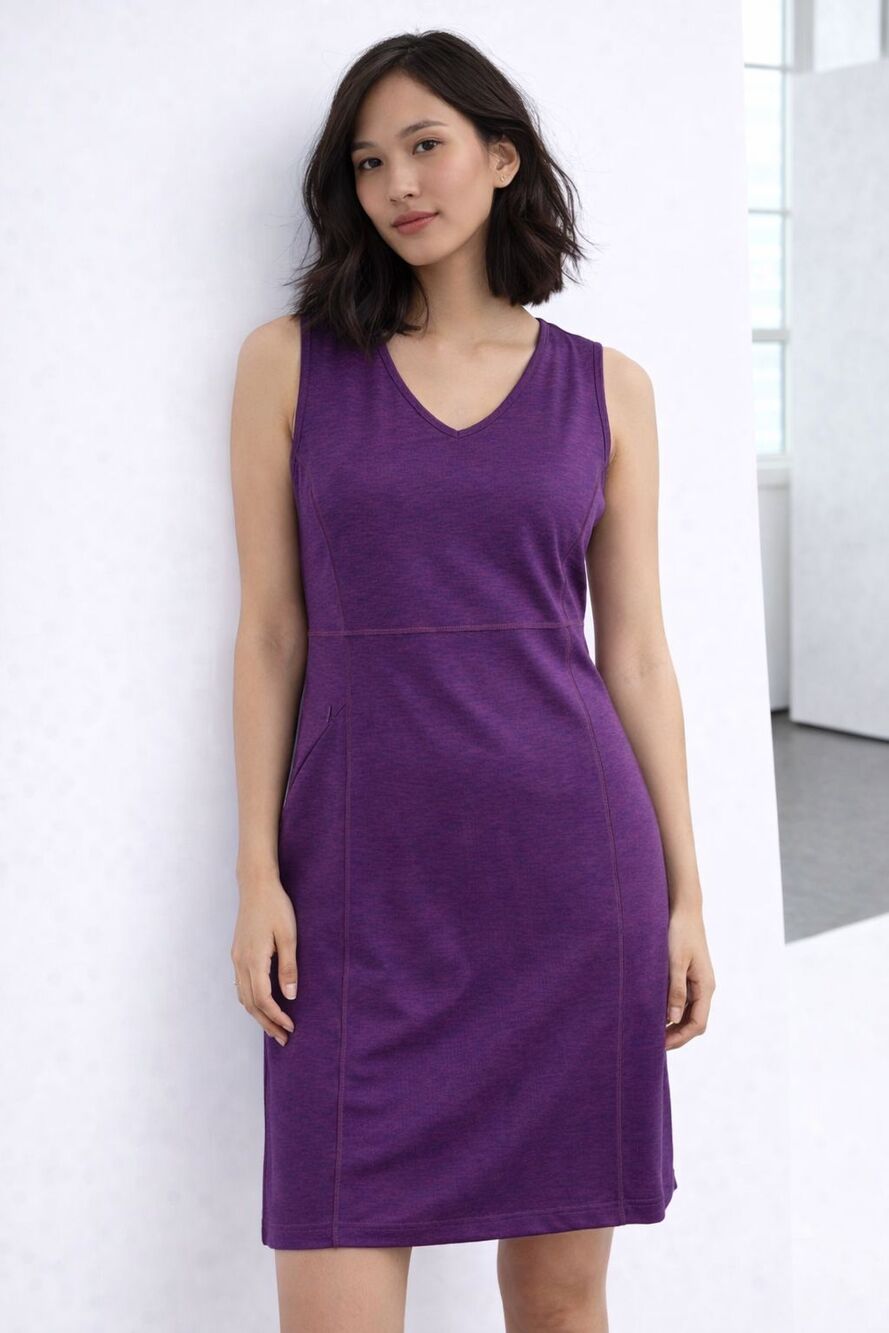 Duluth Trading NoGA Active Dress Purple Stretch Zip Pocket Athleisure Womens M
